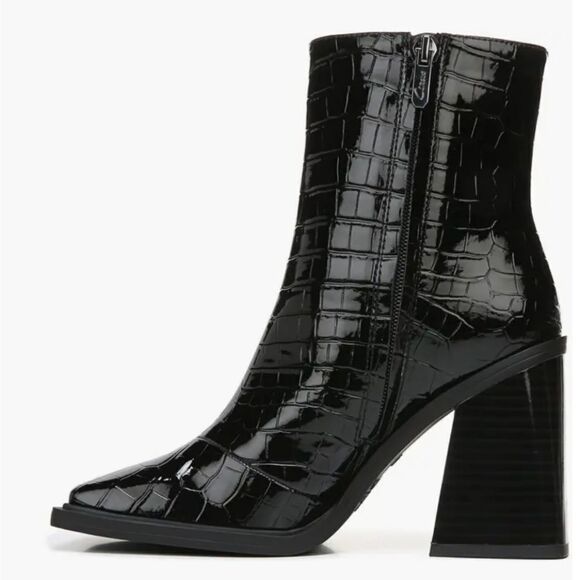 New Circus NY Layla Bootie (Women) black boots square toe zipper croc print 7.5 - Picture 2 of 8